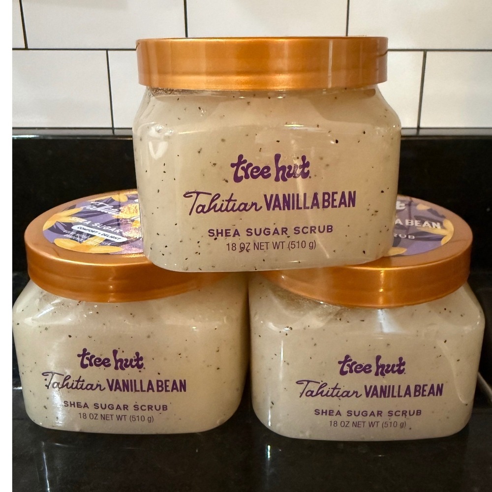 3xTree Hut Tahitian Vanilla Bean Shea Sugar Scrub 18oz Body Exfoliator